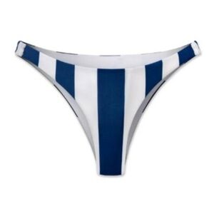 NWT WET LA Ethical Swimwear Elodie Navy Striped Bikini Bottoms Small Cheeky Rise
